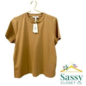 SPANX Barley Beige Crew Neck Cotton Tee Soft Stretch Women’s L NWT
